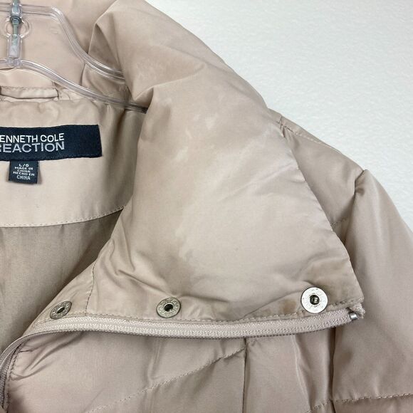 Kenneth Cole Reaction Women's Duck Down Quilted Puffer Jacket Size L Beige Tan - Picture 8 of 10